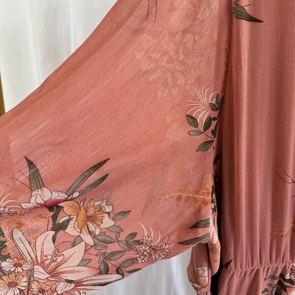 City Chic Boho Floral Maxi Wrap Dusty Rose Dress 24W - Picture 10 of 11